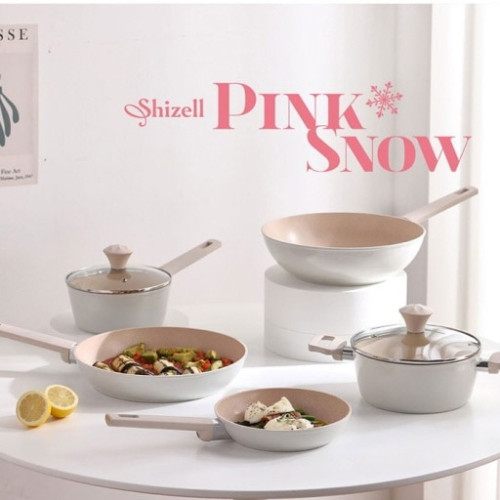 후라이팬에 냄비를 이중으로 접목 핑크스노우 프라이팬 3종세트